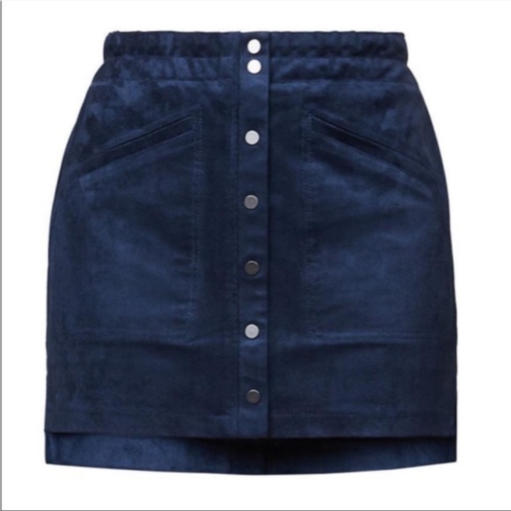 Navy suede skirt with button down BCBGMAXAZRIA XS